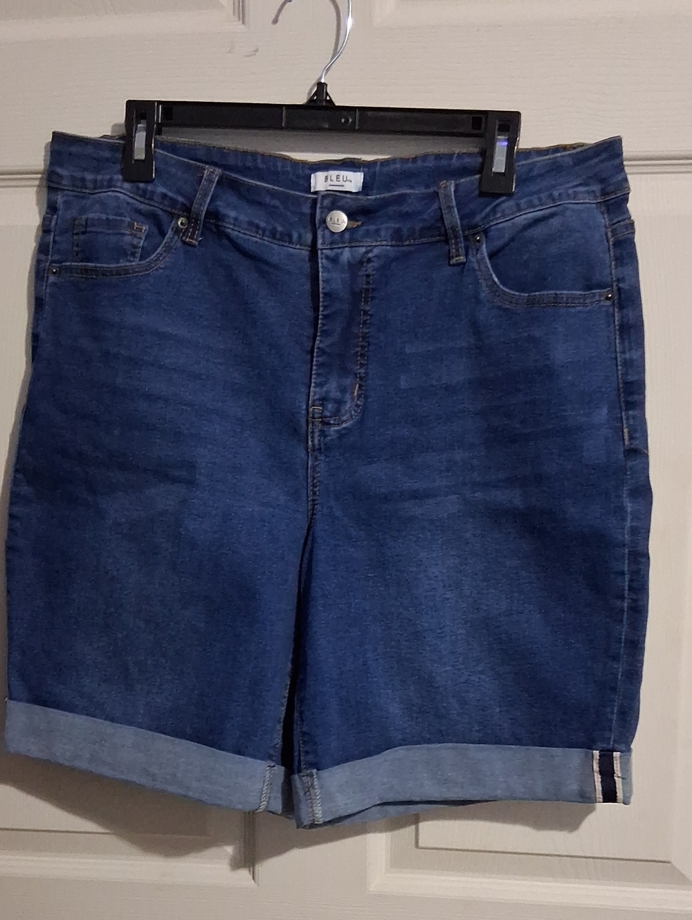Dark Blue Denim Shorts Womens Size 16 Stretchy Comfortable Bleu Lightweight